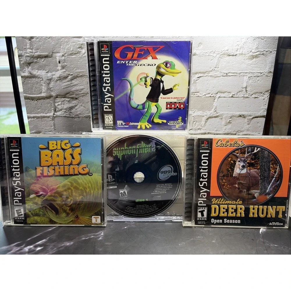 Sony‎ PlayStation Lot (4 Games) -Gex Enter The Gecko, Big Bass Fishing, etc.